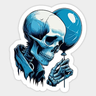 Sad Skeleton Holding A Balloon Sticker